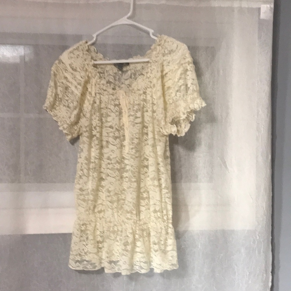 NY Collection Sheer Lacy Top